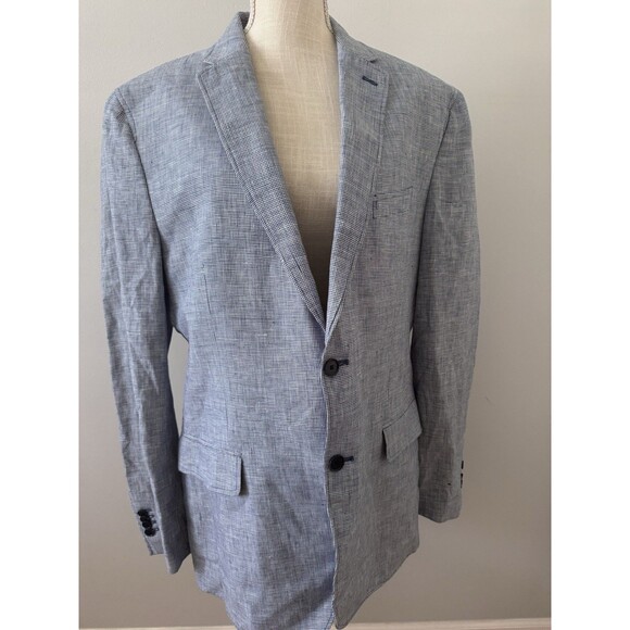 Banana Republic Tailored Fit Blue Linen Blazer Jacket Men's Size‎ 44R - Picture 1 of 9